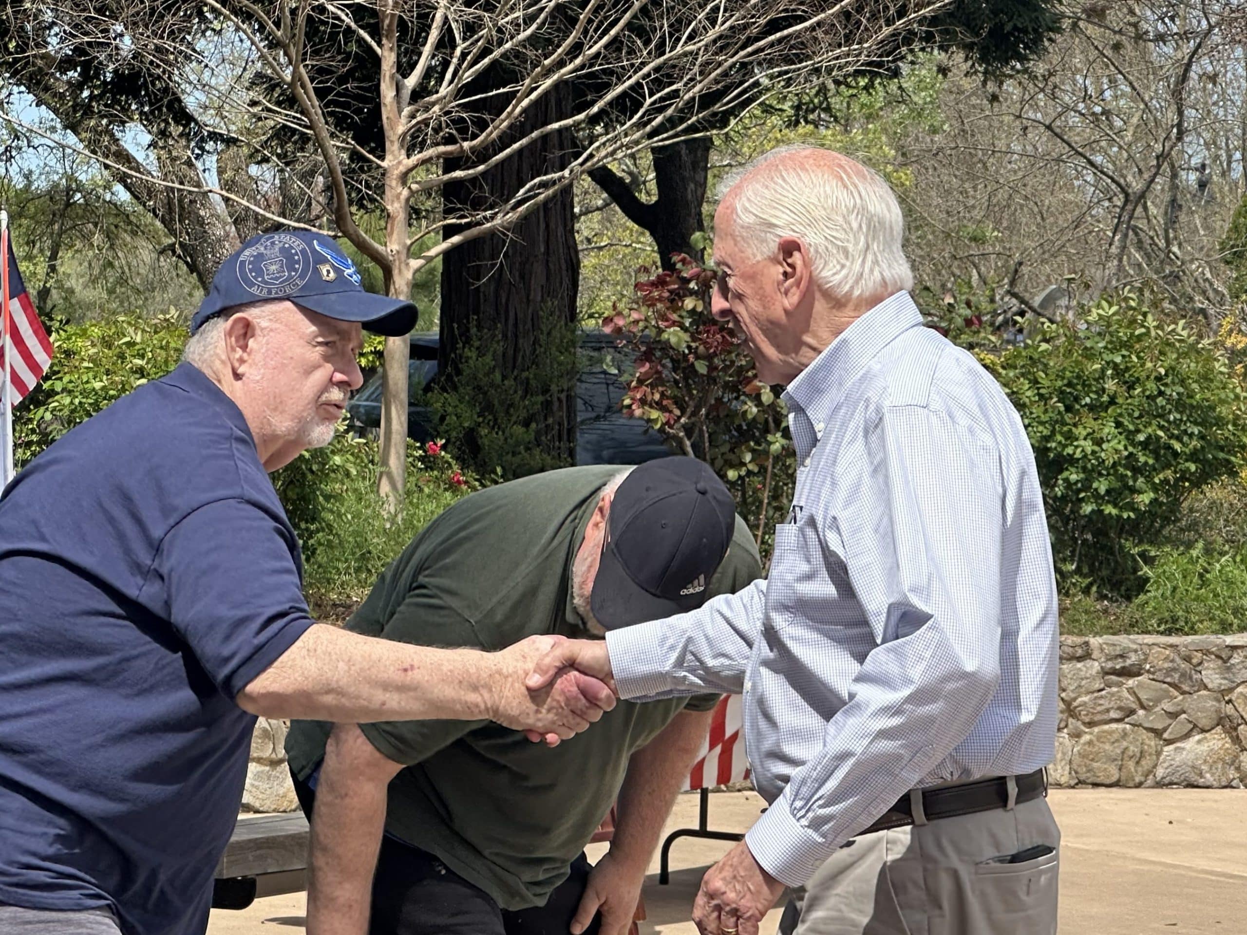 US Rep. Mike Thompson greets veterans at Hands Off Yountville April 5, 2025 Lisa Adams Walter/Yountville Sun