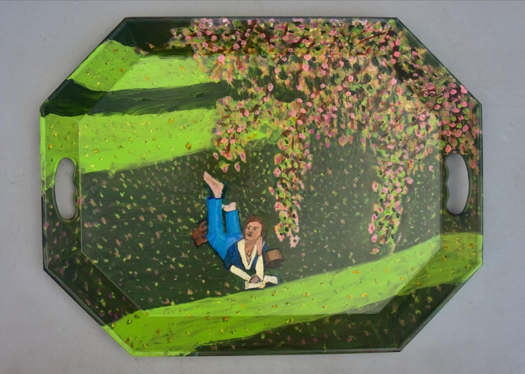 Primarily a sculptor, the late artist Seward Johnson painted on antique trays. Photo courtesy Yountville Arts