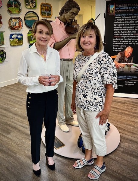 Ronda Schaer and Myrna David at the Steve Rogers Gallery, "Midnight Snack Trays… A Feast for the Eyes" Exhibit. MJ Schaer photo
